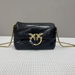  Quilted Rhinestones Decorated Bird Bag Black 