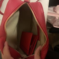 Red Italian Leather Purse 