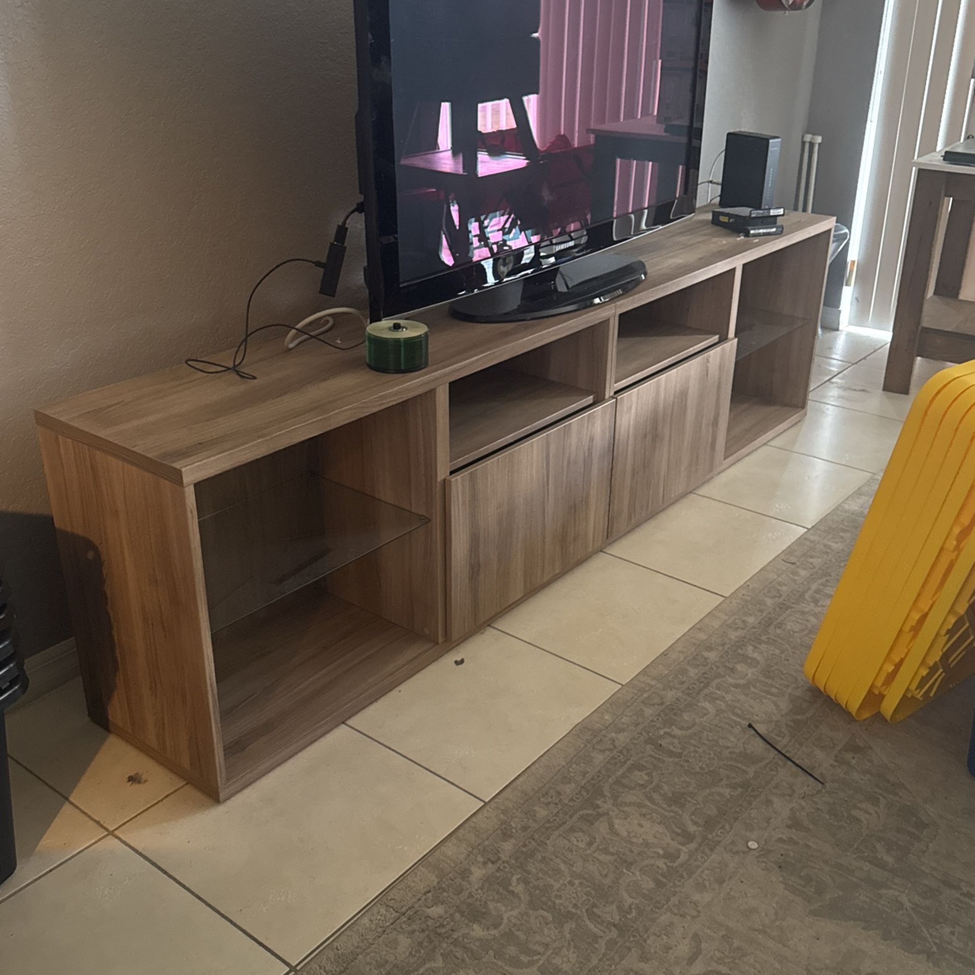 OAK LOOK TV STAND 94” Long … Ready for Your Home