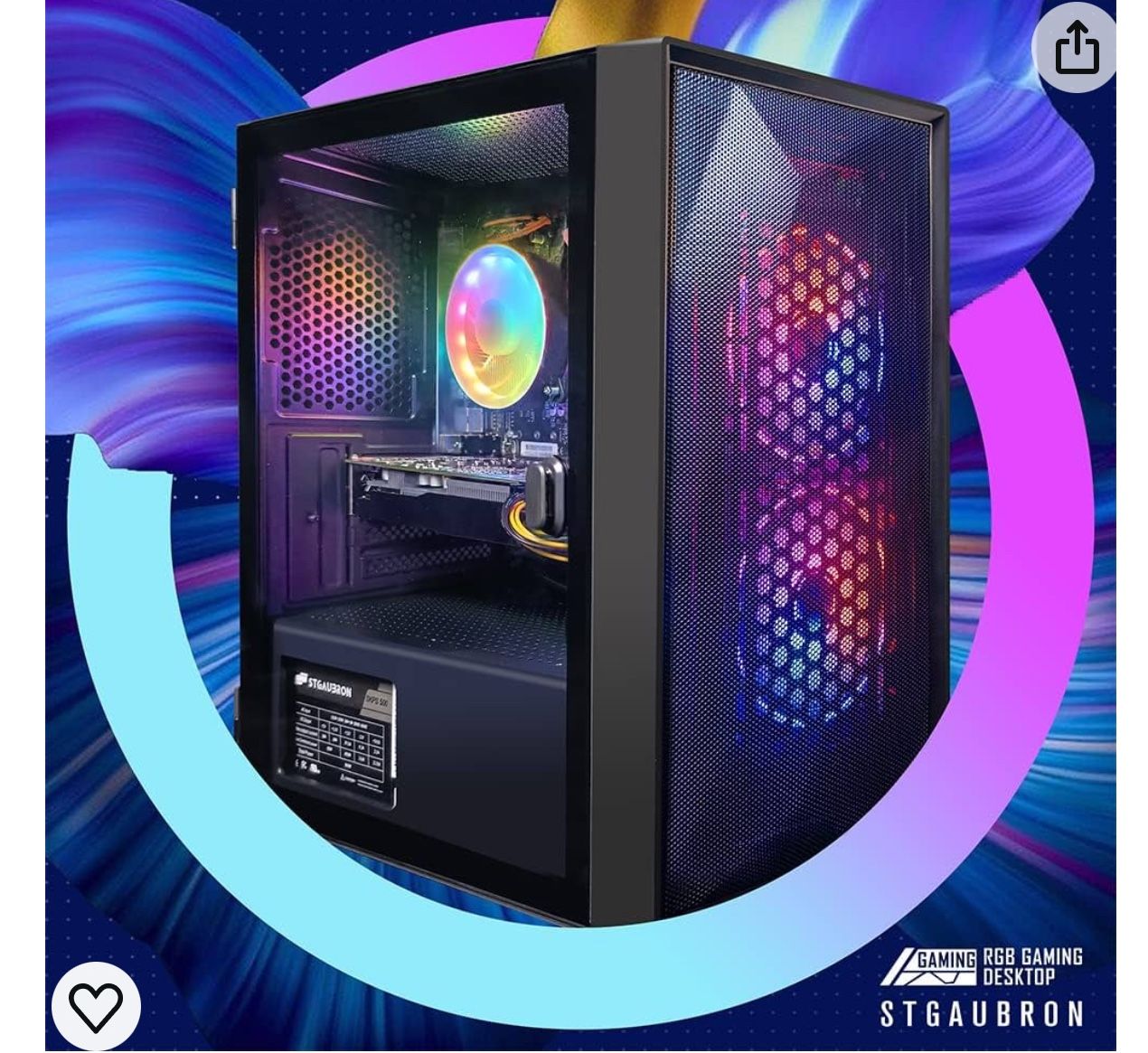 STGAubron Gaming Desktop PC,Intel Core I5 3.3Ghz up to 3.7Ghz,GeForce RTX 2060 6G GDDR6,16G RAM,512G SSD