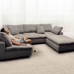 Modular Cloud Couch (5 pc) by Bob's - Dream Gray 131” - We Deliver.