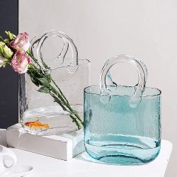 Light Blue Glass Purse Vase
