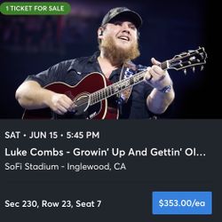 Luke Combs Ticket - One Ticket 
