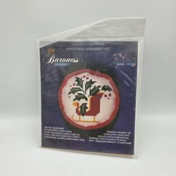 Vtg Baroness Designs Sleigh CH 125 Counted Cross Stitch Christmas Ornament 1981