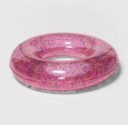 Inflatable Pink Glitter Tube Float 9"x36" Ring