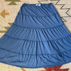 Vintage Y2K Clues Collections Blue Prairie Peasant Skirt Midi Boho size M
