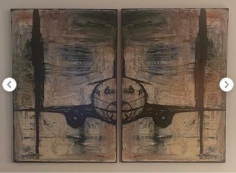 ✈️ Large Z-Gallerie Modern Airplane Diptych Canvas Art Set – $150 OBO - MUST GO THIS WEEKEND ($449 new)