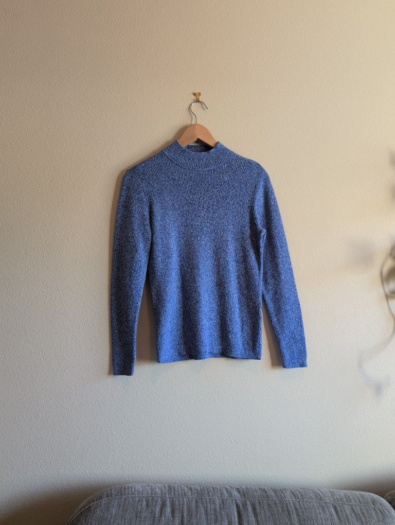 Cobalt Blue Cotton Comfy Cotton  Sweater Size Small Brand Karen Scott 