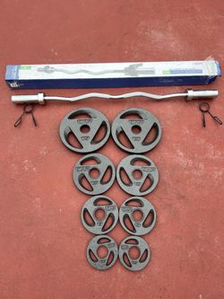 Olympic 2 inch curve barbell with 25x2 10x2 5x2 2.5x2 NEW