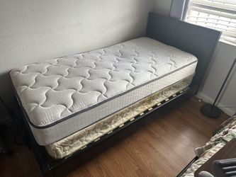 Twin Bed + Leather Frame