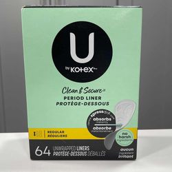 U by Kotex Clean & Secure Period liners, 64 ct