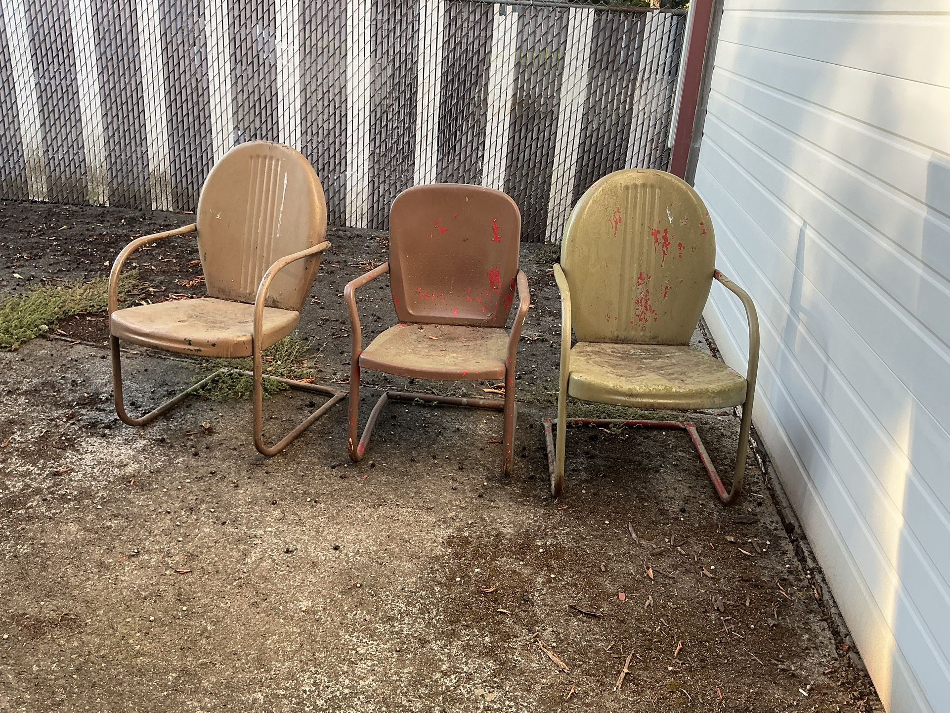 Chairs Classic Vintage 50’s 60’s ‘HAVE 2’ Metal Motel Chairs w/ Bouncer Frame w/ Pressed Line Details