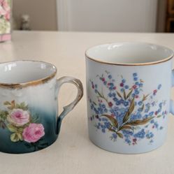 Two Vintage Porcelain China Hand Painted Mugs/Cups