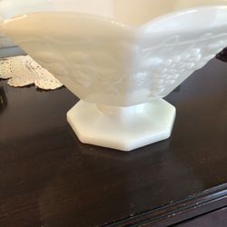 Vintage Milk Glass Footed Bowl
