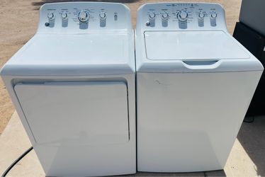 GE 4.6 cu. ft. High-Efficiency White Top Load Washer & 7.2 cu Electric Dryer Set