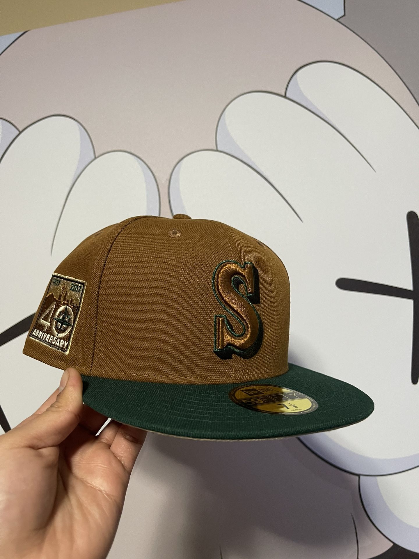 New Exclusive Seattle Mariners 40th Anniversary Patch Two Tone Fitted Size 7 1/8