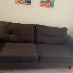 SOFA COUCH Beautiful Fabric Brown Coach