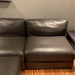 Dark gray Italian leather modular sectional for sale