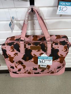 Wrangler Pink Cow Print Tote Bag