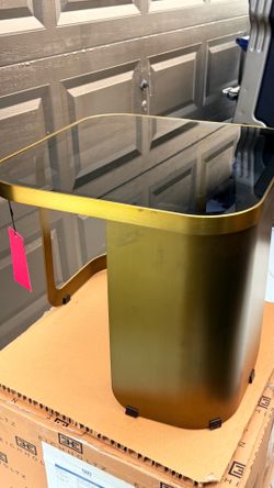 "Numa" Luxury Designer Side Table - Brushed Brass & Smoked Glass