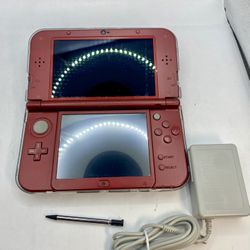 “New” Nintendo 3DS XL Metallic Red Handheld USA w charger + pen tested IPS top