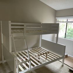 Twin/full bunk bed. Available in espresso & white. Assembly required. Assembly not included. Tax included. Free local delivery. $350 bunk bed only. $5