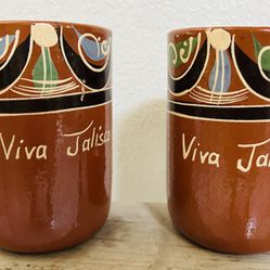 New Ceramic Clay Large Mug Jarritos Jars Multiuse Viva Jalisco Set Of 2