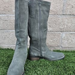 WHITE MOUNTAIN Women's Shoes Altitude Stack-Heeled Tall Boot 9, Army/Suede