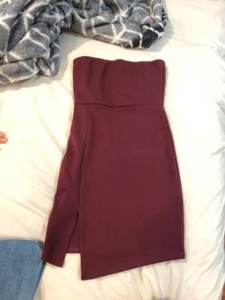 Missguided Maroon Bandeau Mini Party Dress