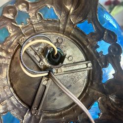 Vintage Blue Glass Table Lamp