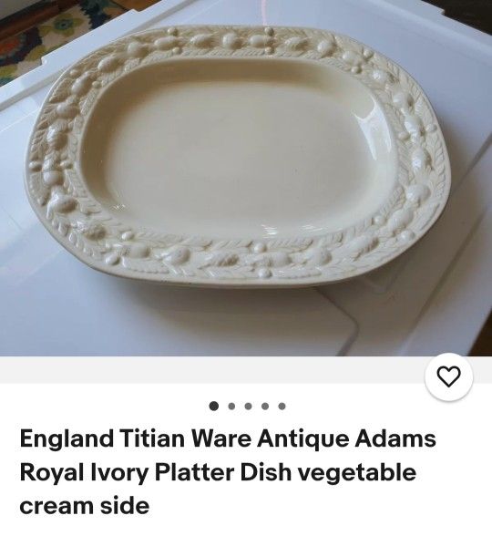 Thanksgiving Antique Platter England Titian Ware Adams Royal Ivory Side Dish Plate Vintage