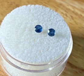.3 TCW Beautiful Blue Natural Sapphire Round Pair Loose Gemstones App 3-4mm