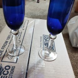Cobalt Blue Champagne Flutes