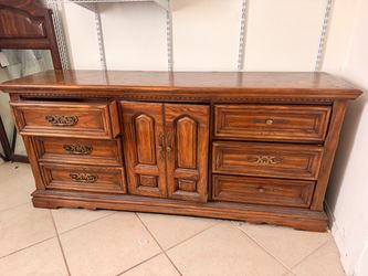 Wood Dresser with Drawers and Cabinet
