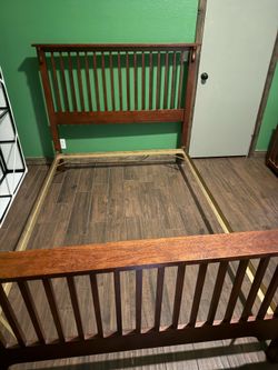 Full size bed with frame, box spring and mattress