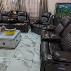 New 3 Piece Luxury Power Recliner Couch Set / Free Delivery 