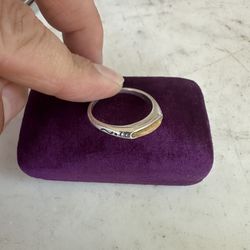 925 Sterling Silver , Designer Carolyn Pollack Ring W/ Inlay Stone Ring , Size 9.25, Hallmarked 