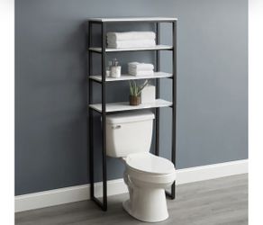 4-Tier Over-the-Toilet Shelf Tower : Matte Black Finish