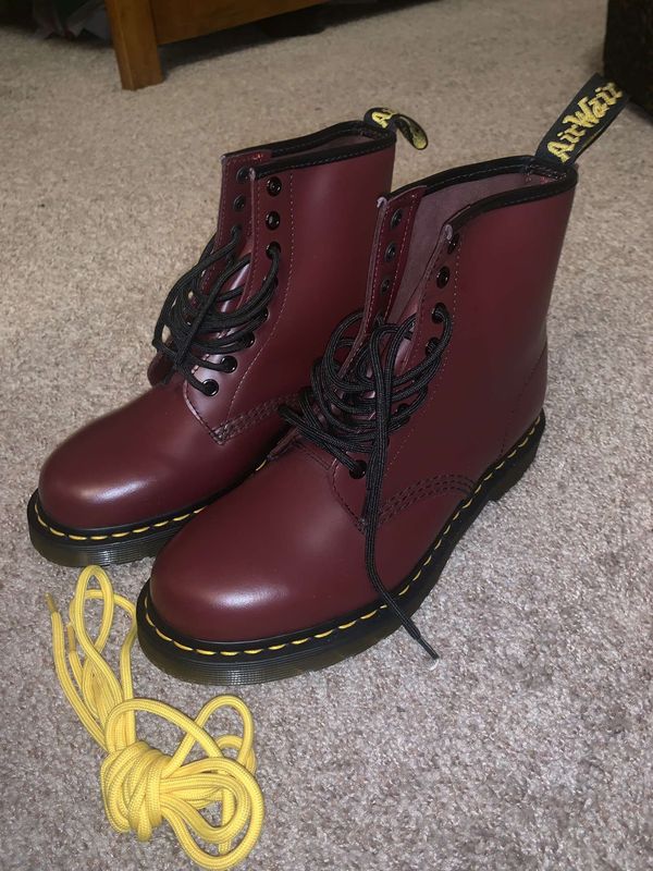 maroon canvas doc martens