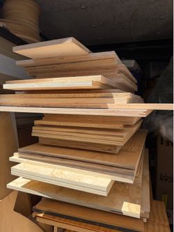Lots of 3/4” and 5/8” plywood  NO FULL 4x8 sheets  Price from $5 to $20 for each panel.