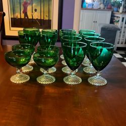 Vintage 50’s Anchor Hocking Forest Green Bubble