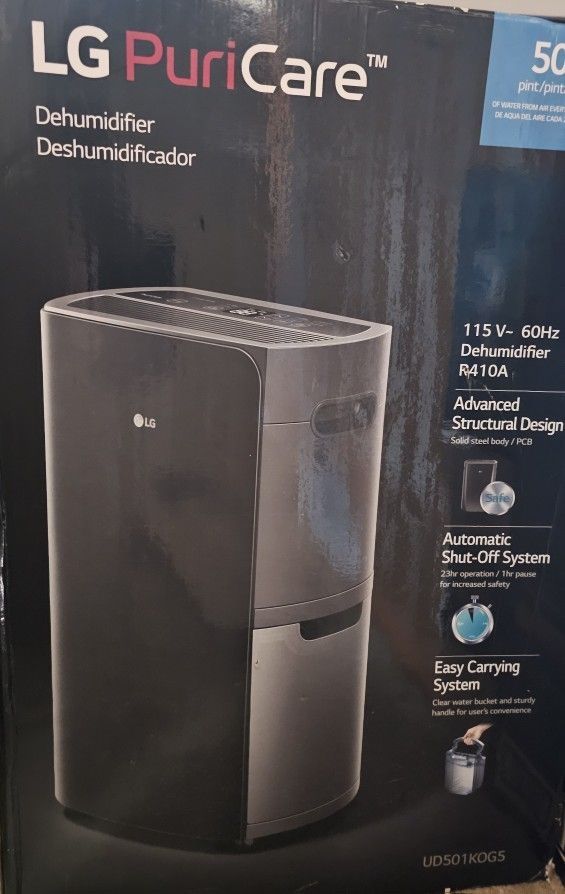 Brand New, Never Used, Still In Orginial Packaging - LG PuriCare 50-Pint Back Dehumidifier 