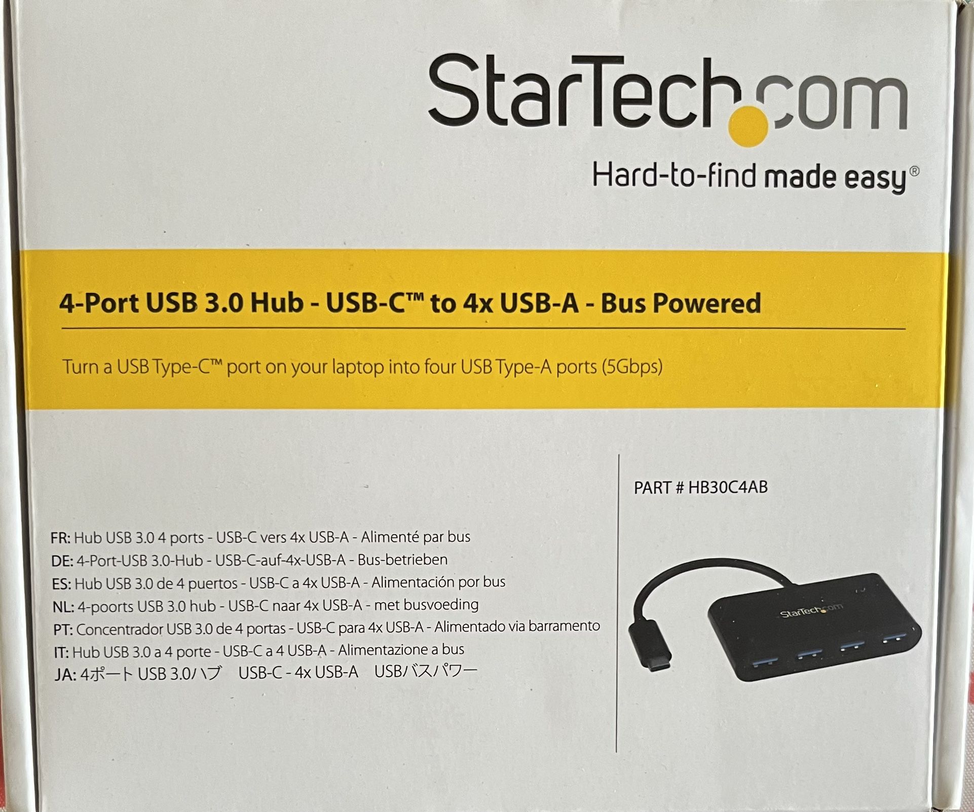 StarTech 4-Port USB 3.0 Hub, Black