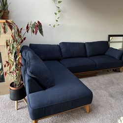 Navy Blue L-Shaped Sectional