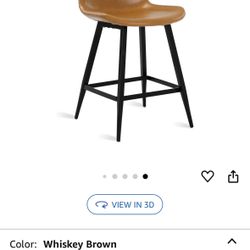 Barstools with Back and Footrest, Faux Leather Bar Stools for Kitchen Island Restaurants, Whiskey Brown