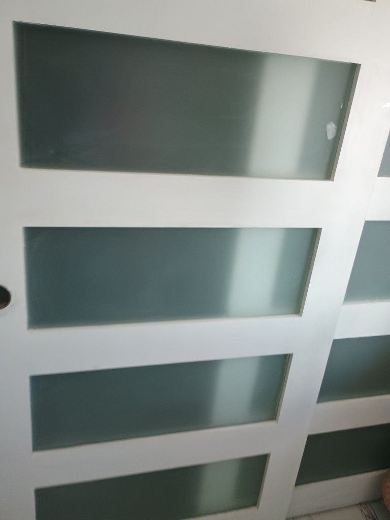 NEW SLIDING 70X78 CLOSET DOORS REAL WOOD FROSTED GLASS