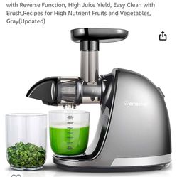Masticating Juicer Machines, AMZCHEF Slow Cold Press Juicer with Reverse Function, High Juice Yield, Easy Clean with Brush,Recipes for High Nutrient F