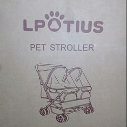 LPOTIUS Double Pet Stroller Beige