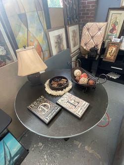 black round wood table