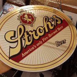 Vintage Strohs Frameless Bar Mirror 20x17